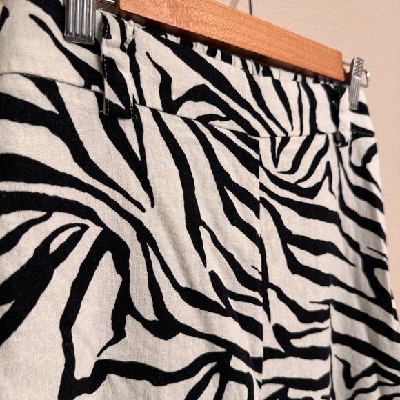 Rachel Zoe Zebra Print Wide Leg Pull On Pants Linen Blend Women's Size M Boho - Picture 4 of 9